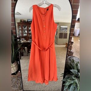 Orange Sleeveless Button Dress Ann Taylor